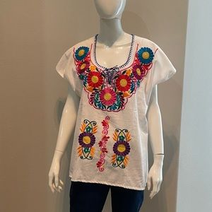 White Mexican Traditional Blouse